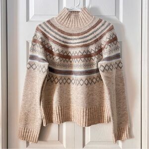 Marled Fair Isle Mock Neck Sweater